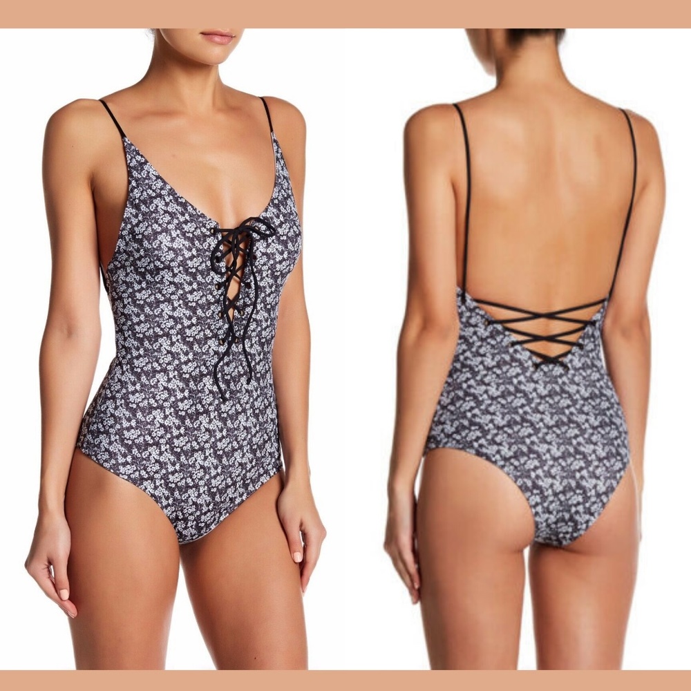 NWT TAVIK Monahan One Piece‎ Lace Up Cheeky Swim